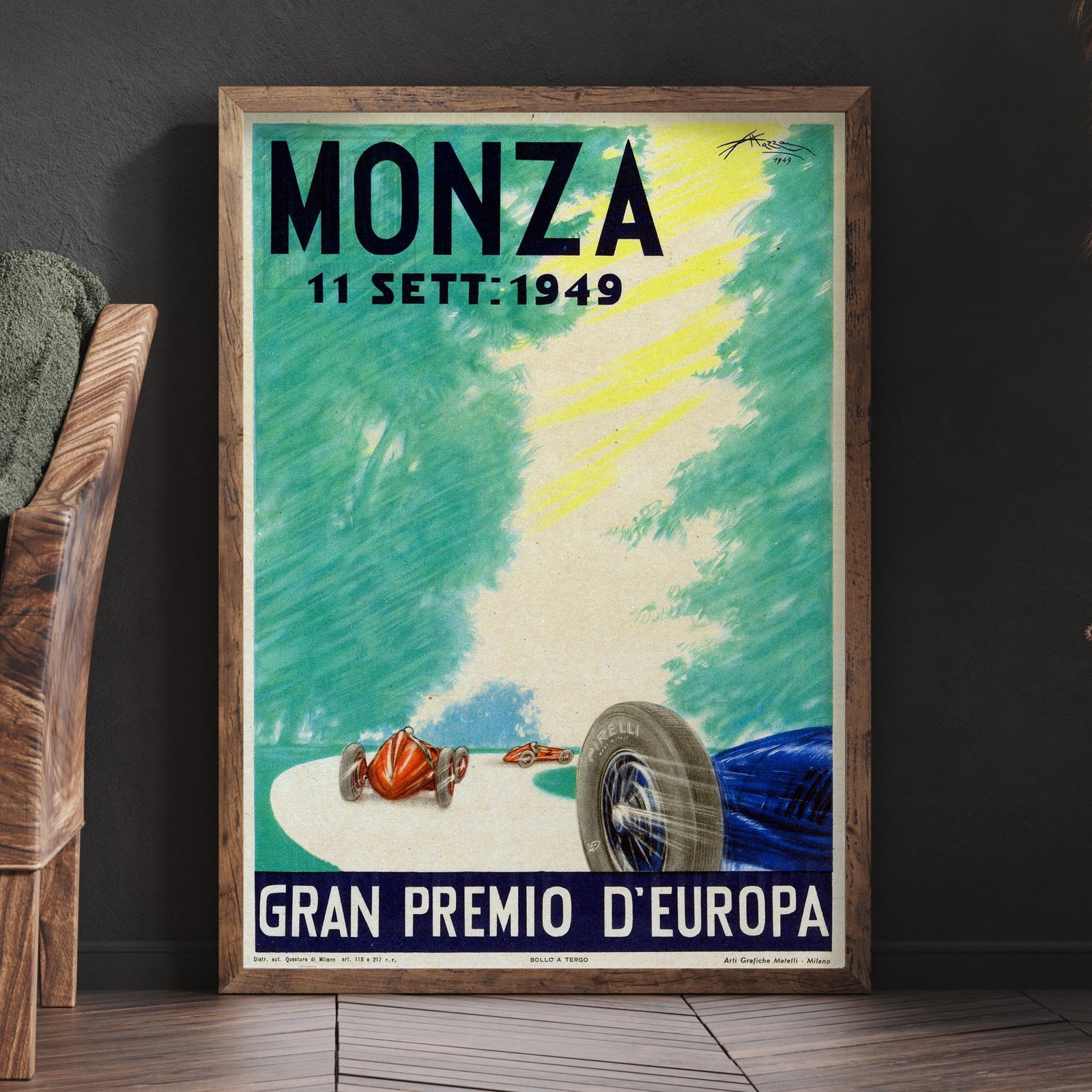 Gran Premio d'Europa, Monza | Aldo Mazza | 1949 | Vintage Poster 